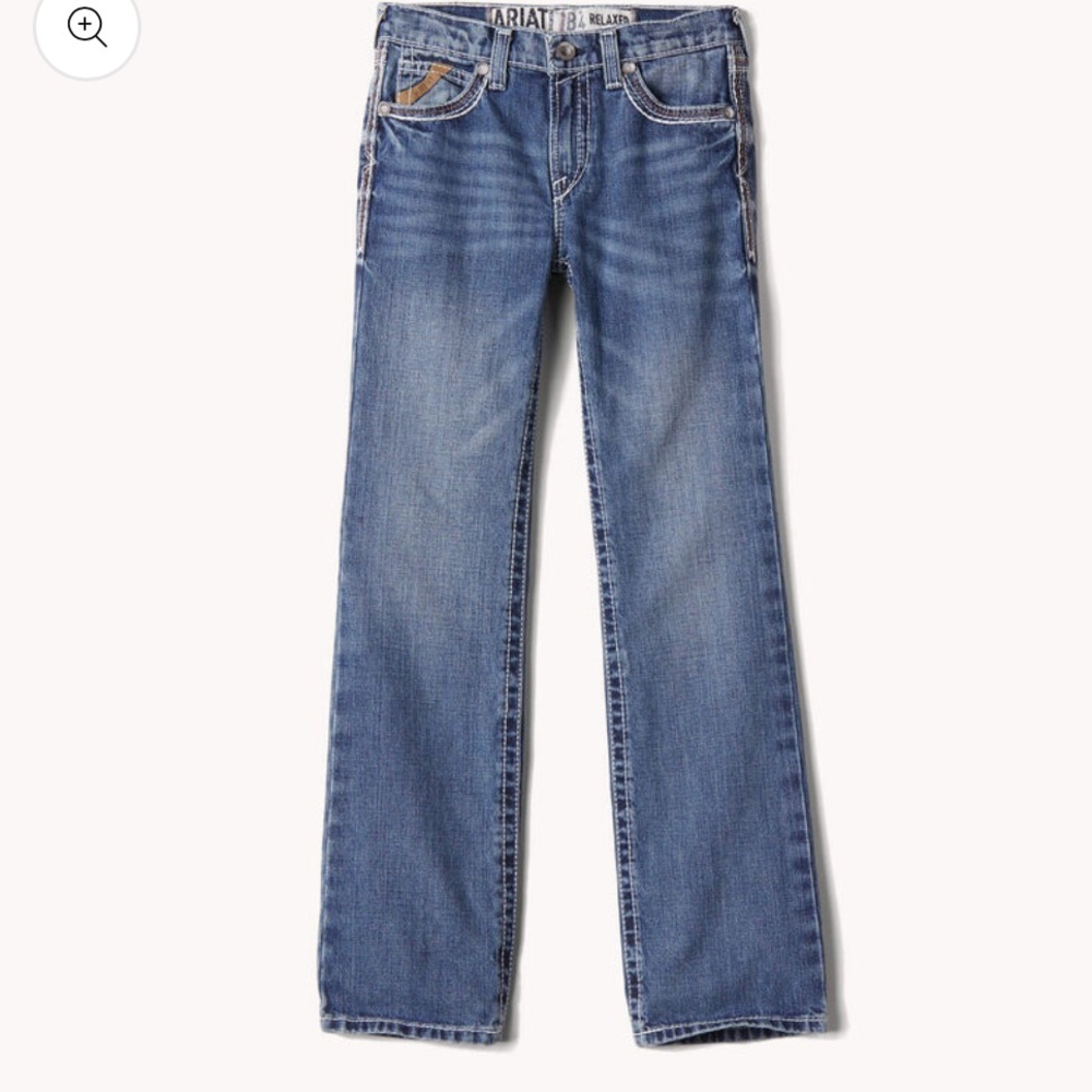 Ariat B4 Relaxed Coltrane Boot Cut Jeans Boy's Size 16 Inseam 32" Med blue wash